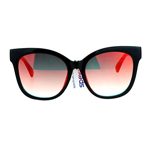 Womens Super Oversized Sunglasses Butterfly Frame Flat Mirror Lens2