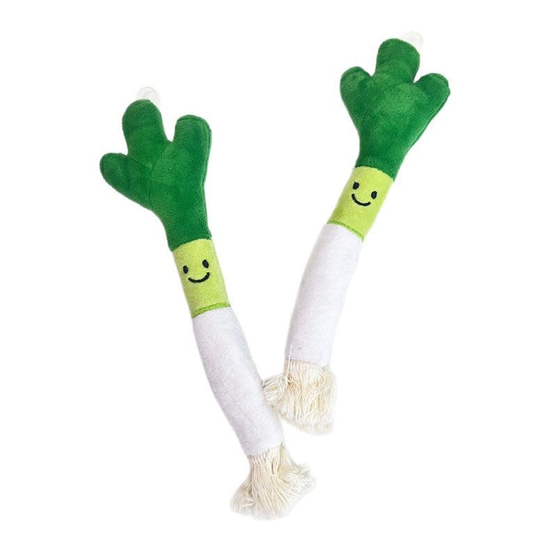 DAFORERAL 2PCS Cartoon Catnip Cat Toy – Green Onion Shape Interactive Plush Pet Toy for Teething, Chewing & Mental Stimulation with Built-in Bell