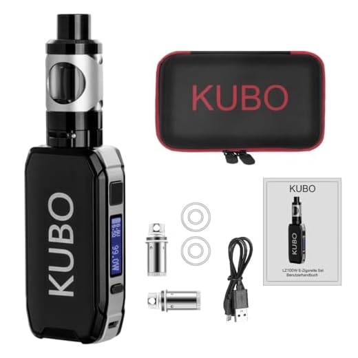 Cigarette Electronique Kit Complet E Cigarette et 5x10ml E liquide 100W Mod Kit avec Atomiseur 0,5 Ohm/ 2ml Batterie 2200mAh Vape, écran LED Watt réglable 0,0mg nicotine E Chicha KUBO LZ100W - Noir