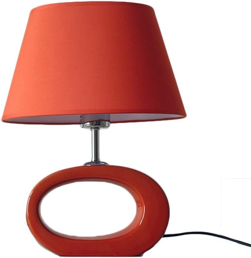 Lampe de table en céramique design anneau avec abat-jour ovale pour bureau