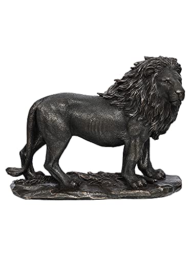 Image of eCraftIndia Handcrafted Polyresin and Bronze Lion Statue Animal Figurine Decorative Showpiece for Home, Living Rooms, Office, Entertainment Spaces for Wildlife Enthusiasts