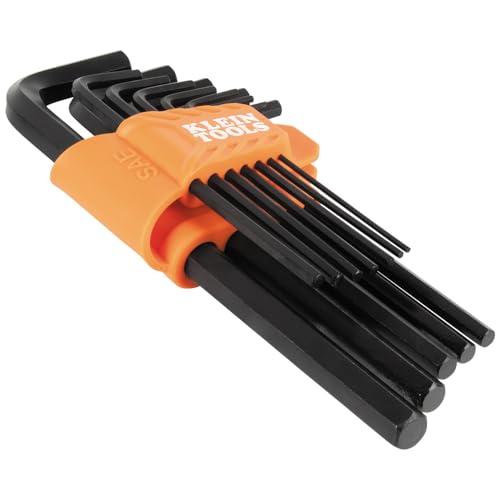 Image of Klein Tools LS12 12-Piece Long-Arm Hex Key Set, SAE, Heat-Treated, L-Style Keys Sizes 1 /16-Inch to 3 /8-Inch, Twist-to-Lock Case