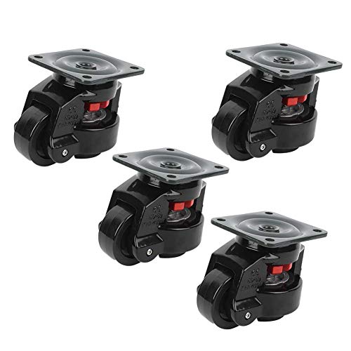 4 Ruedas De Ajuste De Nivel De Nailon Negro,62mm De Diámetro,Rueda De Rodillo De Movimiento De Máquina Resistente,Ruedas De Nivelación Industrial Para Mesas De Trabajo,Mesas De Soldadura Movimiento Cover