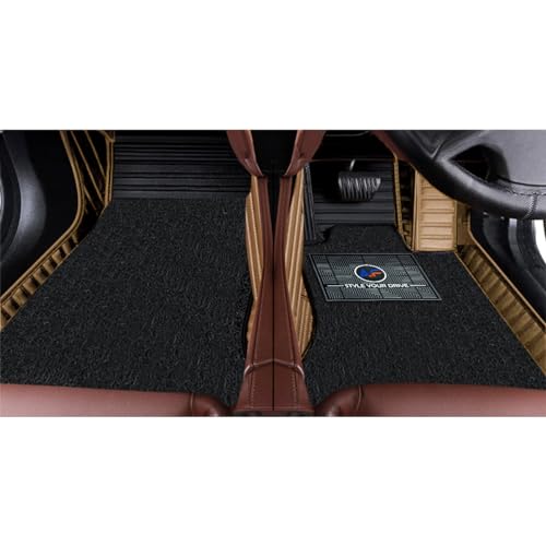 Image of Autofurnish Combination 9D Car Mat Full Set for Maruti Suzuki Dzire 2024 || Luxury Leather Dual-Stitch Full Set 9D Car Floor Mat || 100% Waterproof || Color : Black FR-Chamois