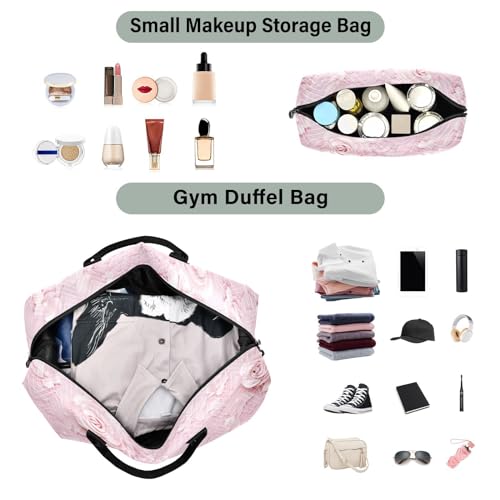Large Travel Duffel Bag, Floral Beautiful Sports Tote Gym Bag, Shoulder Weekender Overnight Bag for Women Men, Carry On Luggage with Toiletry Bags4