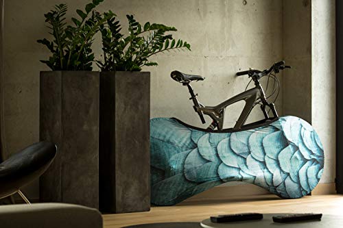 Velo Sock Bicycle Indoor Cover for Storage and Transportation, Stretchy Dirt Proof Fabric, Bike Travel Protection Cover, Stylish Accessory for Adult Bike - Feathers - Thumbnail 5