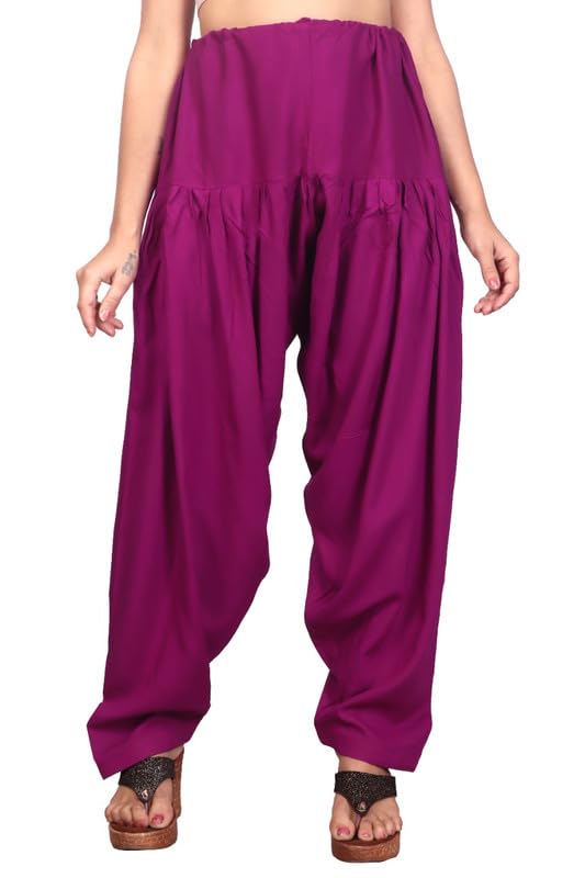 Image of FASHION GALLERY Women's Rayon Relaxed Fit Patiala Salwar with Full Length Drawstring Closure Type and Flexible Waist | Patiala Pant for Woman Free Size Fit Upto XXL