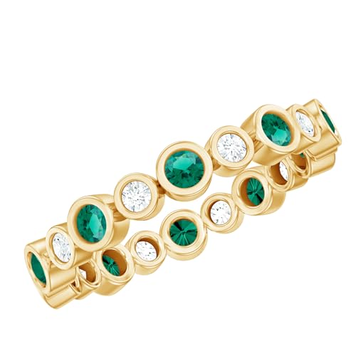 Certified Lab Grown Emerald Moissanite Full Eternity Ring, AAAA Quality, Emerald Wedding Anniversary Ring - Ideal For Gift