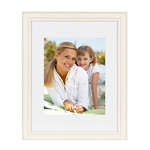Designovation Kieva Solid Wood Picture Frames, Distressed Soft White 11X14 Matted To 8X10, Pack Of 4 #TOP1