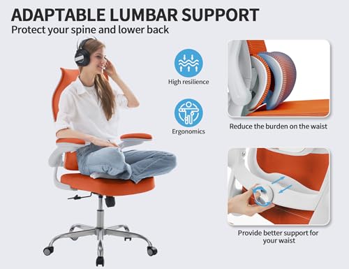 Image of TRALT Office Chair Ergonomic Desk Chair - Gaming Chair with Lumbar Support | 330 LBS Home Office Desk Chairs , Reading Chair with Flip-up Armrests, Comfortable Computer Chairs (1, Orange)