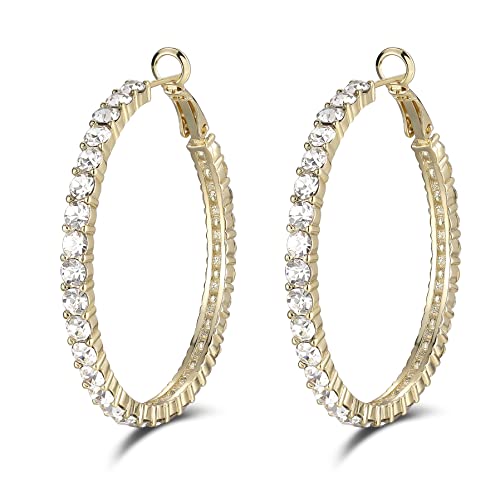 SELOVO Hoop Earrings Stylish Crystal Earrings For Women 1.8