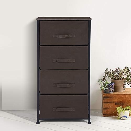 Aingoo Fabric 4 Drawer Dresser Storage Tower, Organizer Unit,With Sturdy Steel Frame And Wood Top For Bedroom Hallway Entryway Closets, Nightstand,Easy Pull Handle Grey
