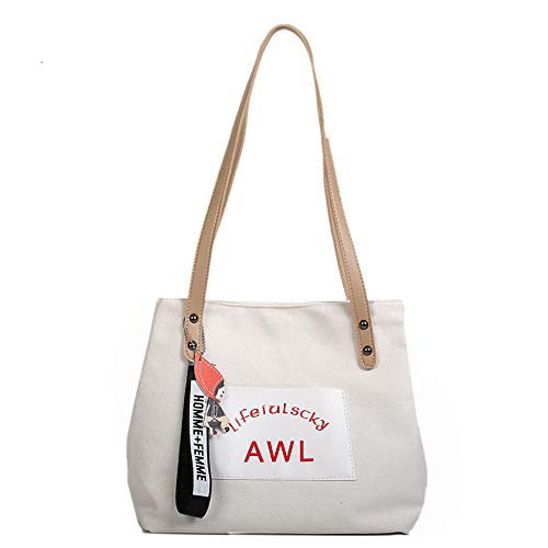 YFbear Bolso de hombro de lona para mujer, grande, bolso de mano, bolso de mano, bolso de compra