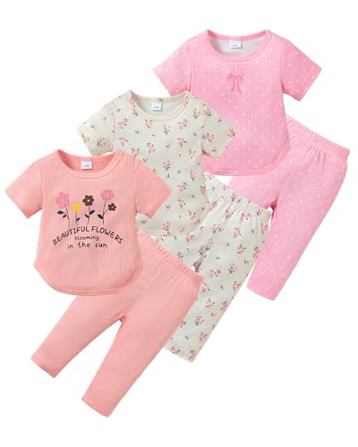 Image of Mioglrie Baby Girl Clothes Infant Fall Outfits Toddler Girl Clothes 6 Pcs Spring Newborn Essentials 3M-3Y Clothing Set