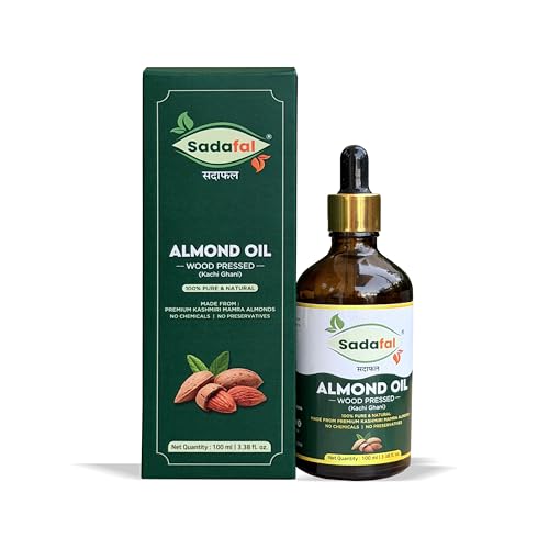 Sadafal Cold Pressed Almond Oil for Face, Hair Growth & Skin, 100ml Deal