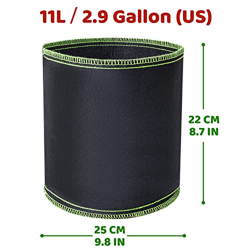 Growerz 11L (DIA25 x H22cm) Fabric Grow Pot, Durable Non-Woven PET Plant Container for Air Pruning Root Health & Drainage - Image 2