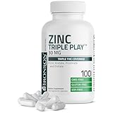 Bronson Zinc Triple Play 30 mg Triple Coverage Immune Support with Zinc Acetate, Picolinate & Orotate - Immune, Antioxidant & Skin Health Support - 100 Vegetarian Capsules