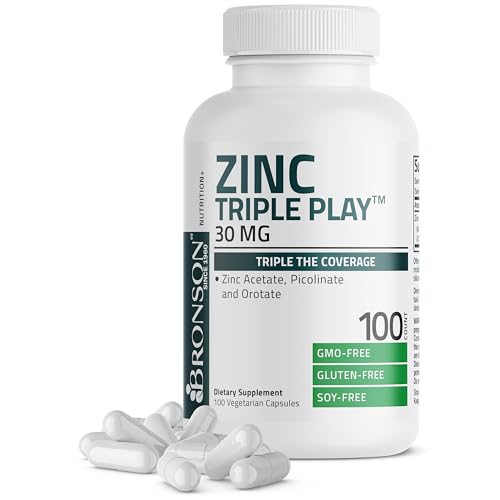 Bronson Zinc Triple Play 30 mg Triple Coverage Immune Support wit...