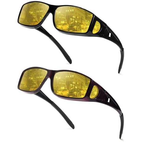 SODQW Night Driving Glasses Over Prescription Glasses for Men Women, Polarized Anti-Glare Fit Over Night Vision Glasses Cover