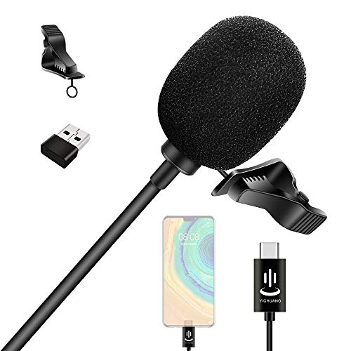 Professionelles Lavalier-Mikrofon, omnidirektionales Mikrofon, 360° Einfaches Anstecken, nur für USB-C-Schnittstelle…