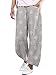 Produktbild ORANDESIGNE Sommer Damen Hose Freizeithose Boyfriend Drucken Wellenpunkt Kreis Flachs Knöchellänge Retro Komfortabel Hose Mit Weitem Bein A Grau M