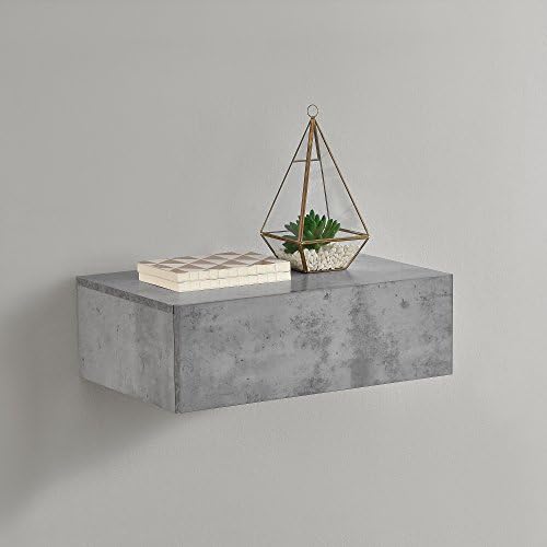 Mensola Con Cassetto Modulrredo Domino Maxi – Rovere Grigio, 88x13x24 Cm, Made In Italy, Soft Close