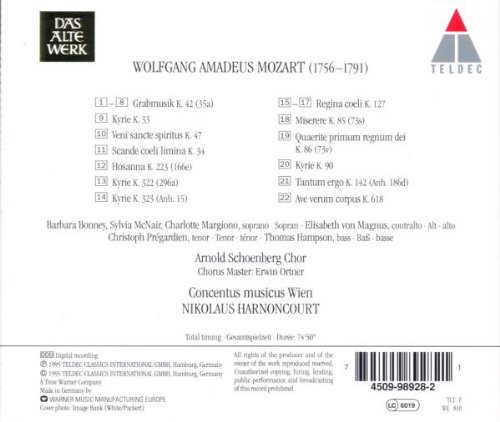 Miniatura 2 de Mozart Grabmusik K 42  Regina Coeli K 127  Ave Verum Corpus K 618