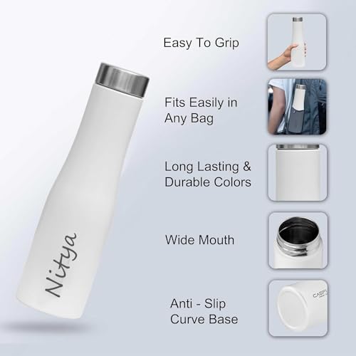 Image of customized water bottle | personalized water bottle | gifts for HIM /HER | water bottles for school | gift for employees | Pack of 1 | Corporate Gifts Black- 1000 ml (Flora White 1000ml)