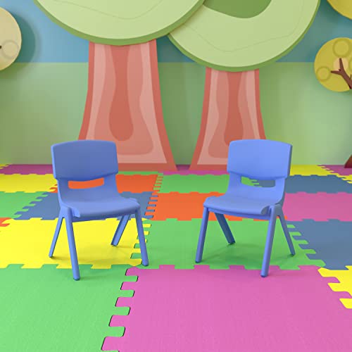 Image of Flash Furniture Whitney 2 Pack Blue Plastic Stackable School Chair with 10.5'' Seat Height