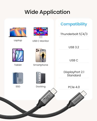 Image of Silkland 80Gbps USB 4 Cable for Thunderbolt 5 Cable 4FT, [USB-IF Certified] 120Gbps Bandwidth for 16K /Dual 8K, 240W, Braided USB C Video Cable Compatible Thunderbolt 4 /5, SSD, MacBook M4 Pro,Dock,eGPU