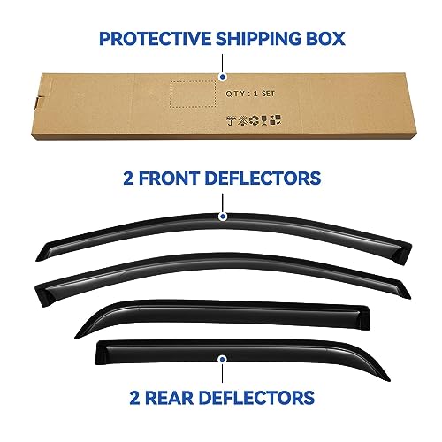 Image of Window Visors Rain Guards Shield for 2007-2016 GMC Acadia, Out-Channel Window Vent Wind Deflectors Visors Shades for 2007-2010 Saturn Outlook 2017 Acadia Limited