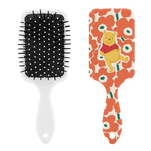 くまのプーさん 花柄 パドルブラシ ヘアブラシ くし 絡まない 頭皮マッサージ おしゃれ レディース メンズ 兼用 マッサージブラシ ツヤ サラサラ 頭皮ケア キャラクター 人気 かわいい 便利 人気
