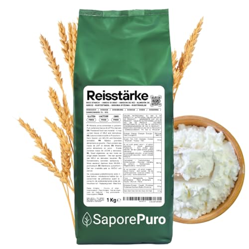 SaporePuro Reisstärke Natürlich 1000 g – 100% Italienisch, Glutenfrei, Ideal für Natürliche Kosmetik, Desserts und Soßen