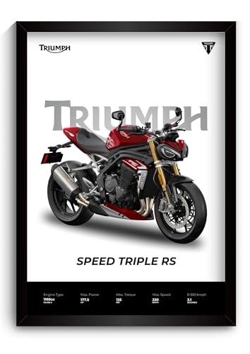 Image of Triumph Speed Triple RS Poster | Superbike Triumph Framed Poster | Framed Matt Superbike | Bike Posters A3 Size (31 x 23 cm) | Speed Triple RS Bikes Posters for Wall, Home, Bedroom, Living room decoration (F 030)