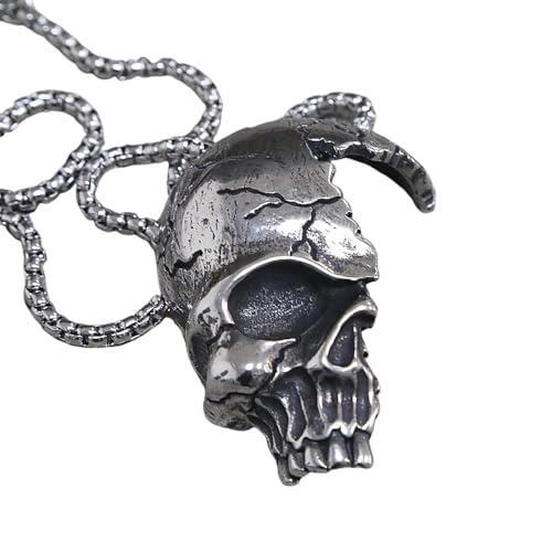 Collier homme robuste anti-torsion chaîne épaisse tête de mort punk