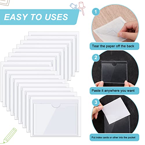 Image of Chinco 30 Pcs Self Adhesive Pockets, Bin Labels for Storage Bins, Clear Pocket Label Sleeves, Plastic Index Card Holder with Top Open for Organizing Bins Box Drawer(2.75 x 3.5 Inches)
