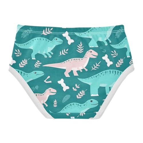 Wusikd Teal Dinosaurs Girls' Underwear Cotton White Bones Girls Briefs Soft Toddler Underwear 2T2