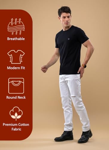 Image of Lux Nitro Men's Premium Half Sleeve Cotton T-Shirt | Round Neck | Regular Fit Casual Solid Tee