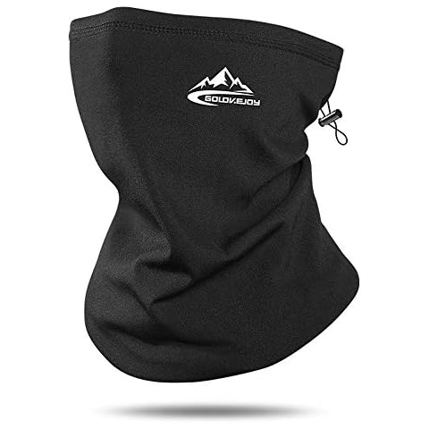 ROSAUI Spring Neck Gaiter Balaclava Bandanas Thermal Fleece Scarf Face Mask Covering Warmer Reusable Washable Windpoof Fishing Hiking Riding Skiing Snowboading Outdoor Sports for Men and Women Black Cover