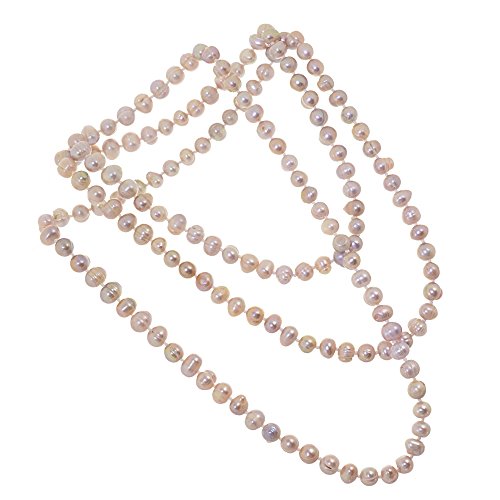 Rue B Silver Rue B Plata Impresionante 46"-117 cm Anudado a Mano Perla de Agua Dulce Collar de Cuerda en Tonos Gris-Morado/Violeta (Colores Naturales Vary) (M139)