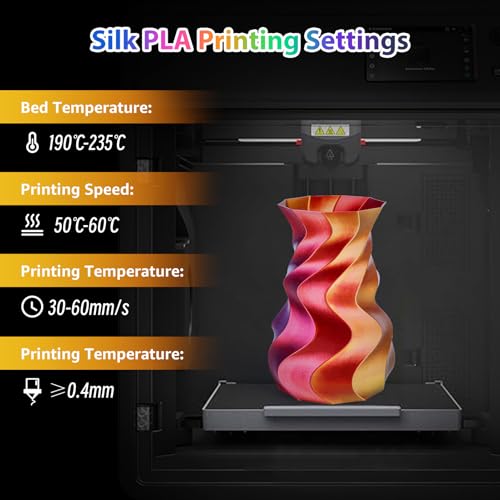 Image of Silk PLA Filament 1.75mm Bundle, Shiny Metallic Multi-Color 3D Printer Filament 12-Pack (250g /Spool, 3kg Total), High Gloss & Smooth Finish for Articulated Dragon Toys, 3D Art Crafts & Gifts
