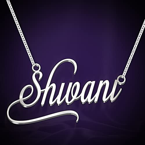 Image of Shivani Cursive Gold & Silver Name Pendant Necklace, Best Jewelry Gift for Girls.