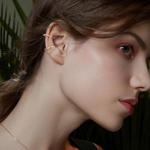 JeryWe 25 Pcs Gold Ear Cuffs for Women Non Piercing Adjustable Ear Cuff Fake Piercings Clip On Upper Ear Cartilage Earrings Helix Wrap Ear Cuff Jewelry Set Rose Gold2