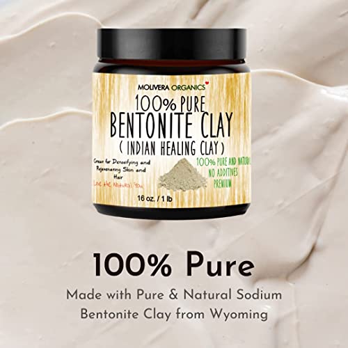 image for Molivera Organics Premium 1 lb Bentonite Clay Pure, Natural Detoxifyin