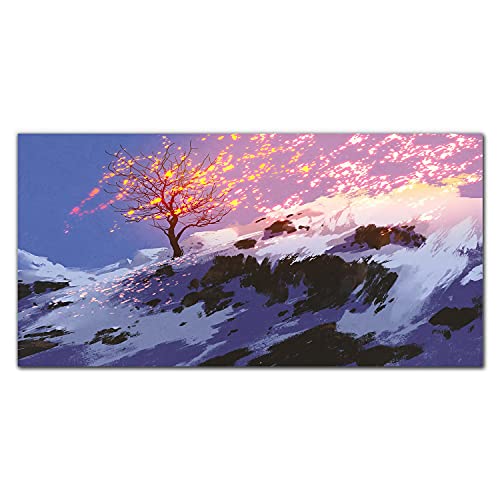 Image sur verre 100x50cm decoration murale design montagne d'hiver