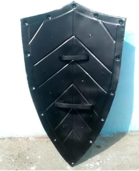 Miniatura 3 de Armor House - Escudo de caballero templario medieval armadura cruzada para Halloween hecho a mano de acero metálico esmalte plateado