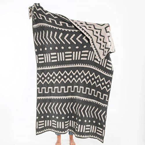 Image of Saranoni Luxury Throw Blanket | Ultra Soft Double Layer Plush Decorative Comfy Blankets for Couch or Bed | Mudcloth - X-Large 60 inch x 80 inch