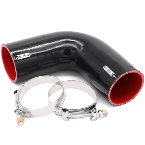 Image of 90 Degree ID 2.75inch(70mm) Elbow Coupler Silicone Hose 4-Ply with 2PCS Stainless Steel T-Bolt Clamp