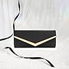 Larcenciel Sac à Main Femme, Pochette Enveloppe Élégante en Satin avec Chaîne Amovible, Chic Sac de Soirée Cabas Parfait pour Soirée, Cocktail, Mariage, Date, Événements Officiels,25.5x11x5cm (Noir) #2