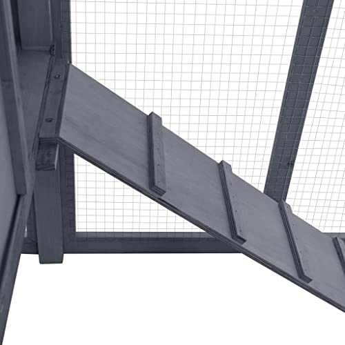 Hühnerstall mit Nistkasten, Grau und Weiß, massives Tannenholz, Haustierbedarf – Bild 7